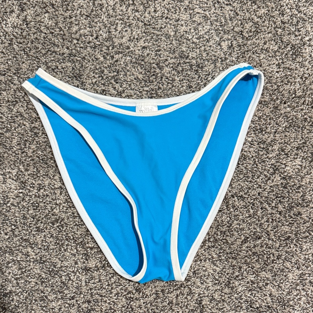 Bright Blue Bikini Bottom with White Trim